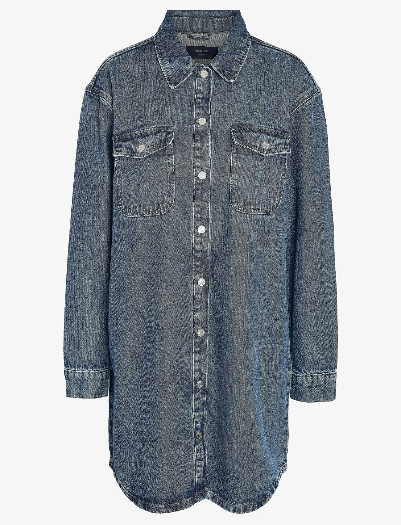 NOISY MAY - NMALVA L/S DENIM DRESS AZ351MB FWD NOOS - skjortklänningar - medium blue denim - 1