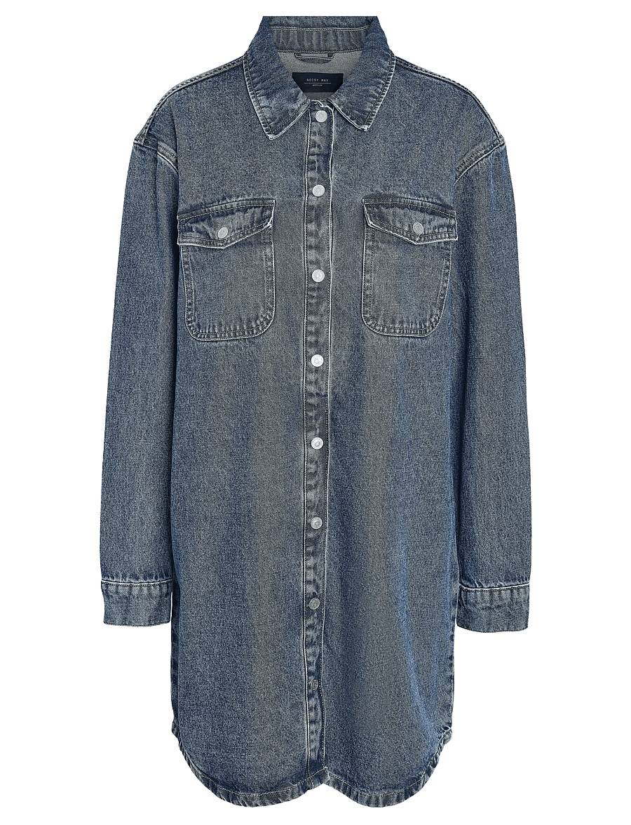 NOISY MAY - NMALVA L/S DENIM DRESS AZ351MB FWD NOOS - shirt dresses - medium blue denim - 1