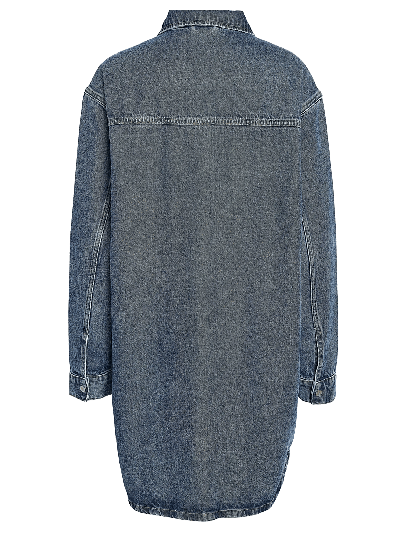 NOISY MAY - NMALVA L/S DENIM DRESS AZ351MB FWD NOOS - skjortekjoler - medium blue denim - 2