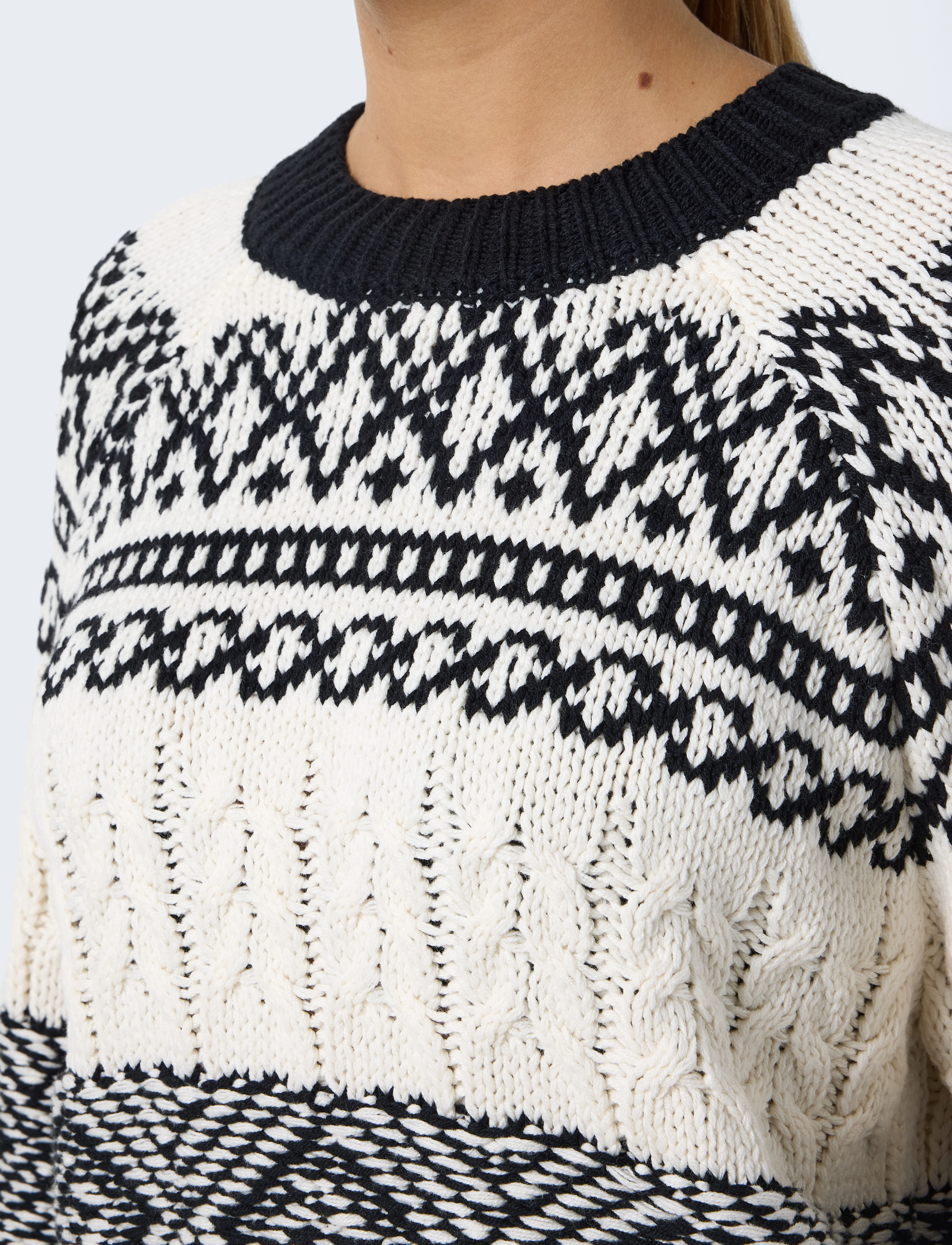 NOISY MAY - NMNOR L/S O-NECK KNIT FWD - laveste priser - black - 5