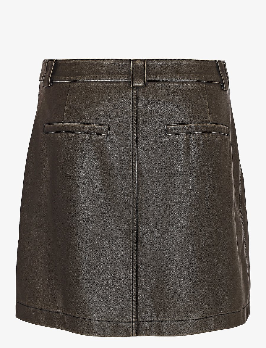 NOISY MAY - NMDOROTHY NW PU WASHED SKIRT - kurze röcke - green moss - 2