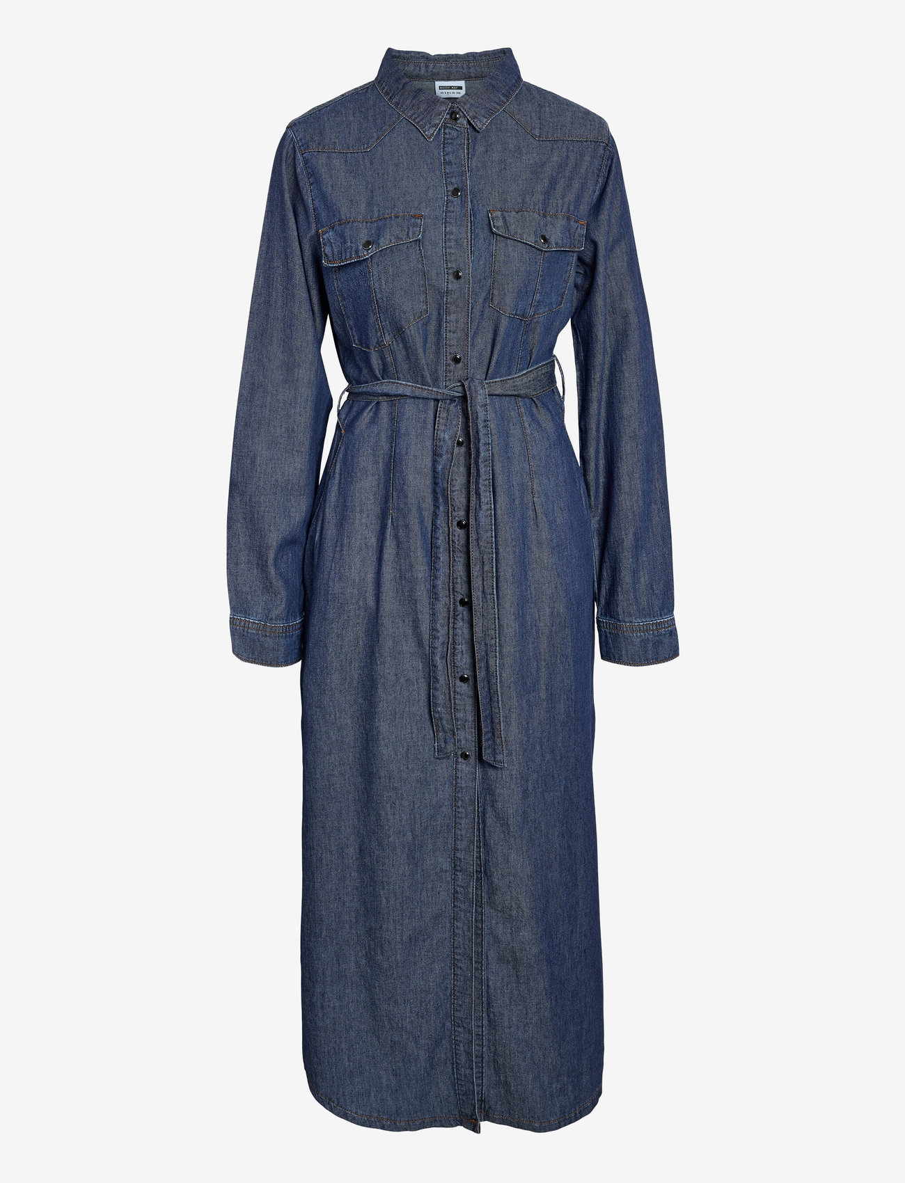 NOISY MAY - NMSIGGA L/S LONG DRESS AZ420DB - shirt dresses - dark blue denim - 0