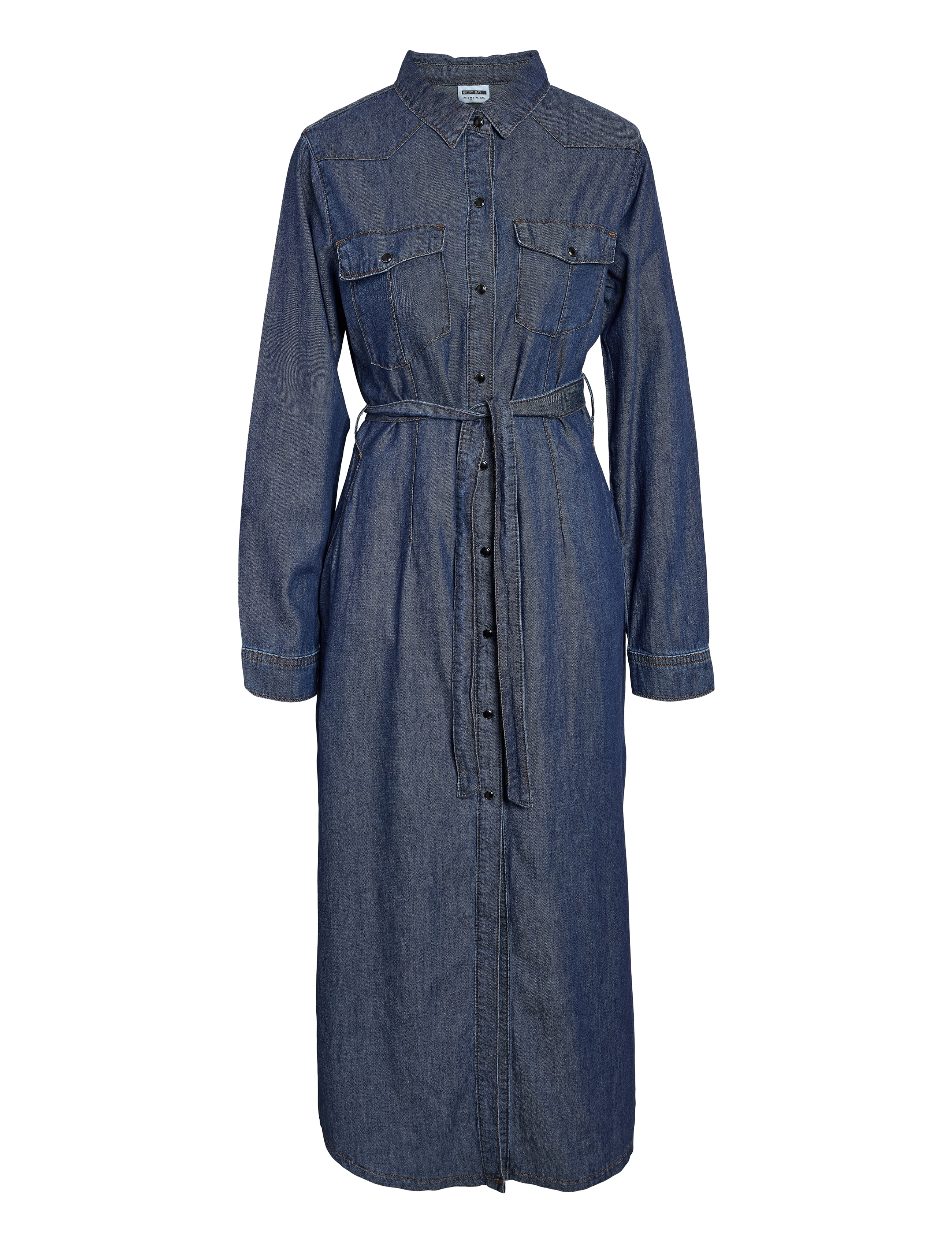 NOISY MAY NMSIGGA L/S LONG DRESS AZ420DB - Tøj - DARK BLUE DENIM / navy
