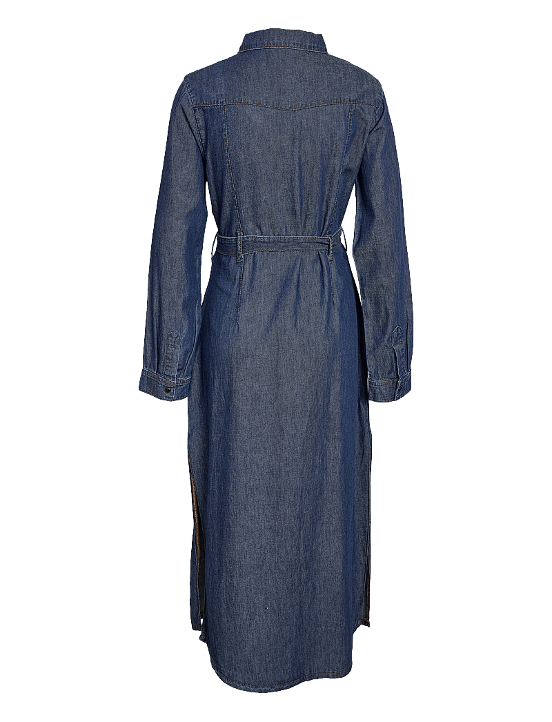 NOISY MAY - NMSIGGA L/S LONG DRESS AZ420DB - shirt dresses - dark blue denim - 1