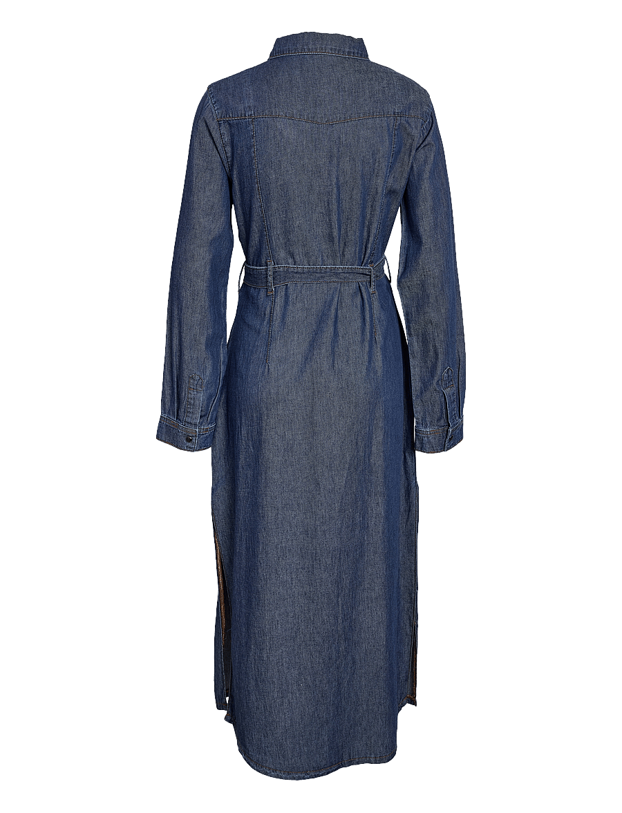 NOISY MAY - NMSIGGA L/S LONG DRESS AZ420DB - hemdkleider - dark blue denim - 1