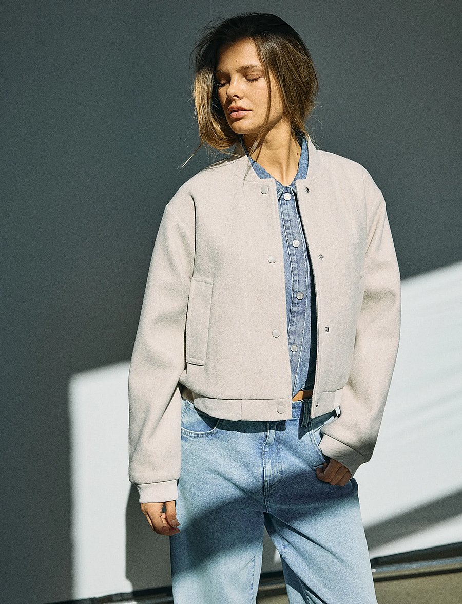 NOISY MAY - NMEDDI L/S BOMBER JACKET NOOS - frühlingsjacken - silver lining - 0