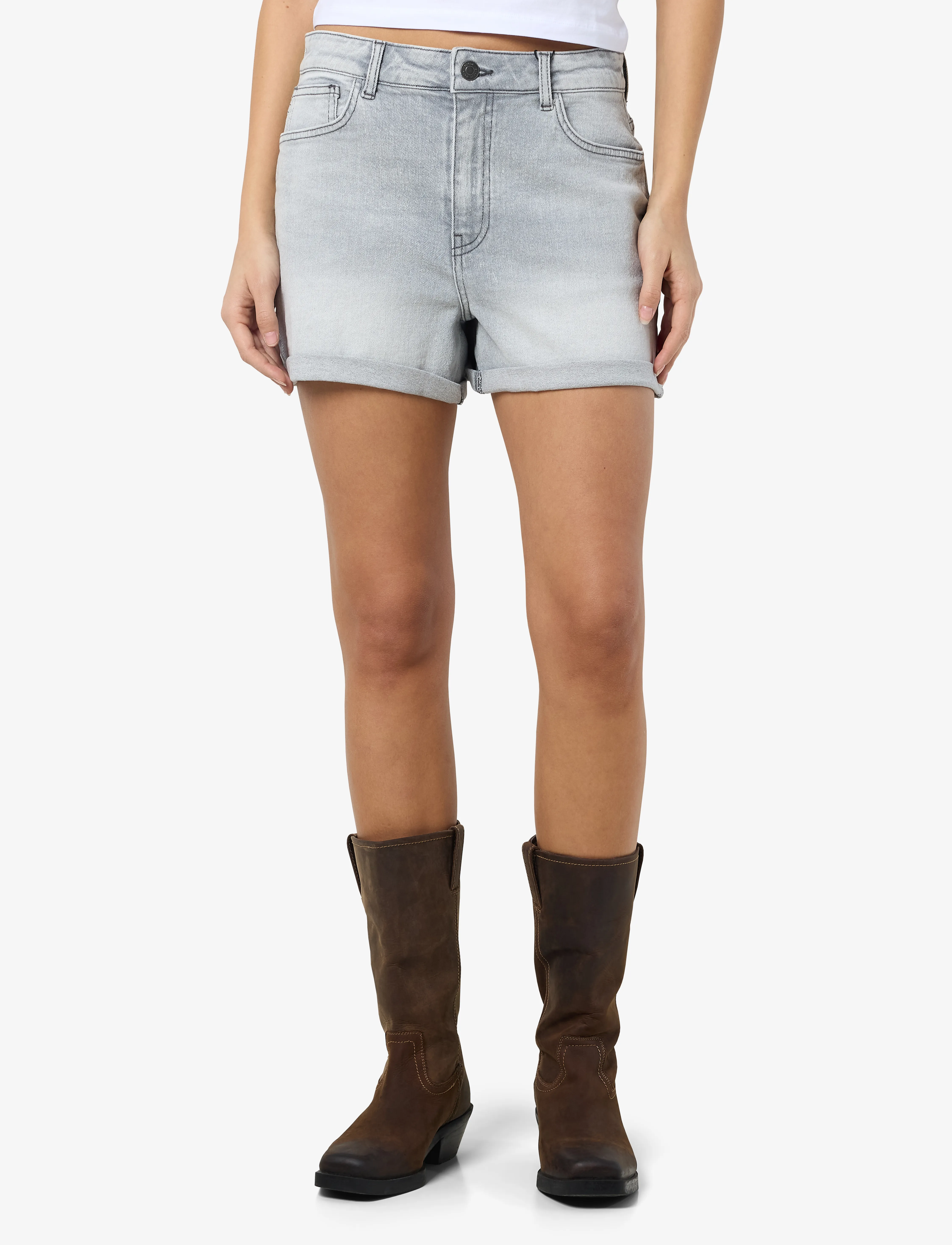 NOISY MAY - NMMONI HW DNM SHORTS AZ277LG NOOS - džinsiniai šortai - light grey denim - 4