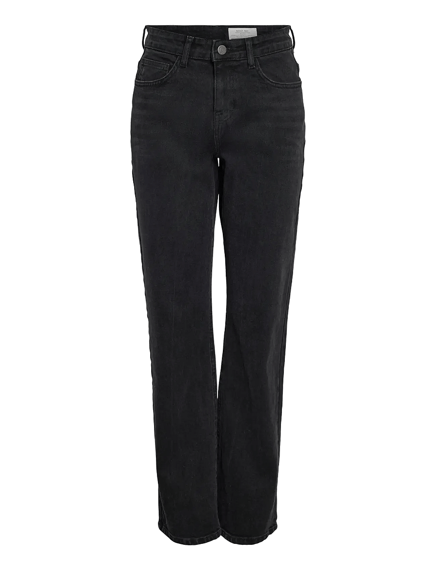 NOISY MAY - NMMONICA HW STRAIGHT JEAN BLACK NOOS - tiesaus kirpimo džinsai - black denim - 1