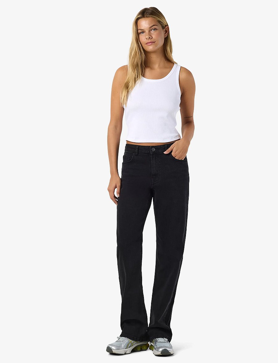NOISY MAY - NMMONICA HW STRAIGHT JEAN BLACK NOOS - tiesaus kirpimo džinsai - black denim - 3