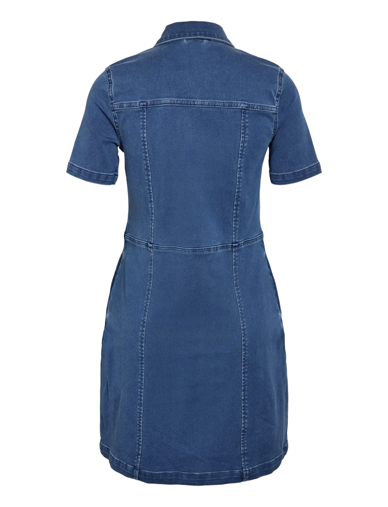 NOISY MAY - NMNISA S/S SLIM DENIM DRESS VI534MB NOOS - denimkjoler - medium blue denim - 2