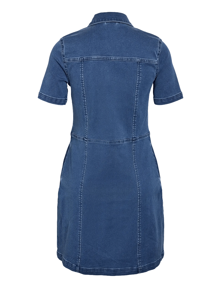 NOISY MAY - NMNISA S/S SLIM DENIM DRESS VI534MB NOOS - denim dresses - medium blue denim - 2