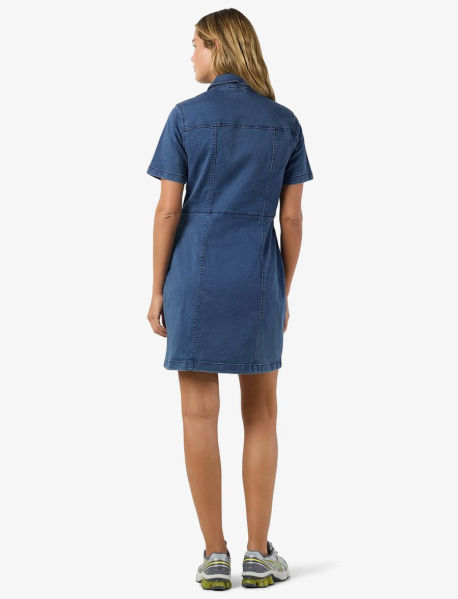 NOISY MAY - NMNISA S/S SLIM DENIM DRESS VI534MB NOOS - denim dresses - medium blue denim - 4