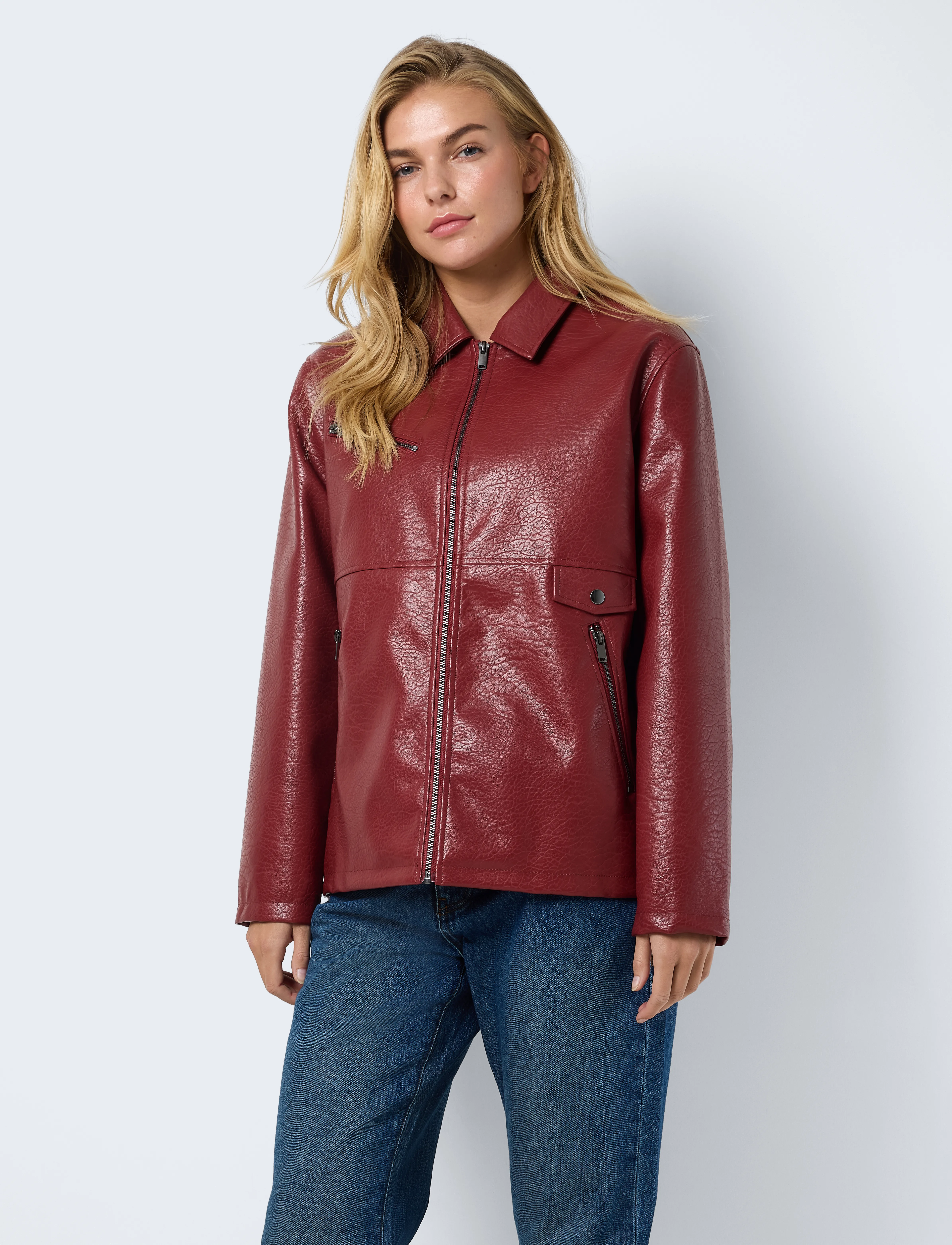 NOISY MAY NMGWEN PU JACKET - Transitional Layering - SPICED APPLE / red
