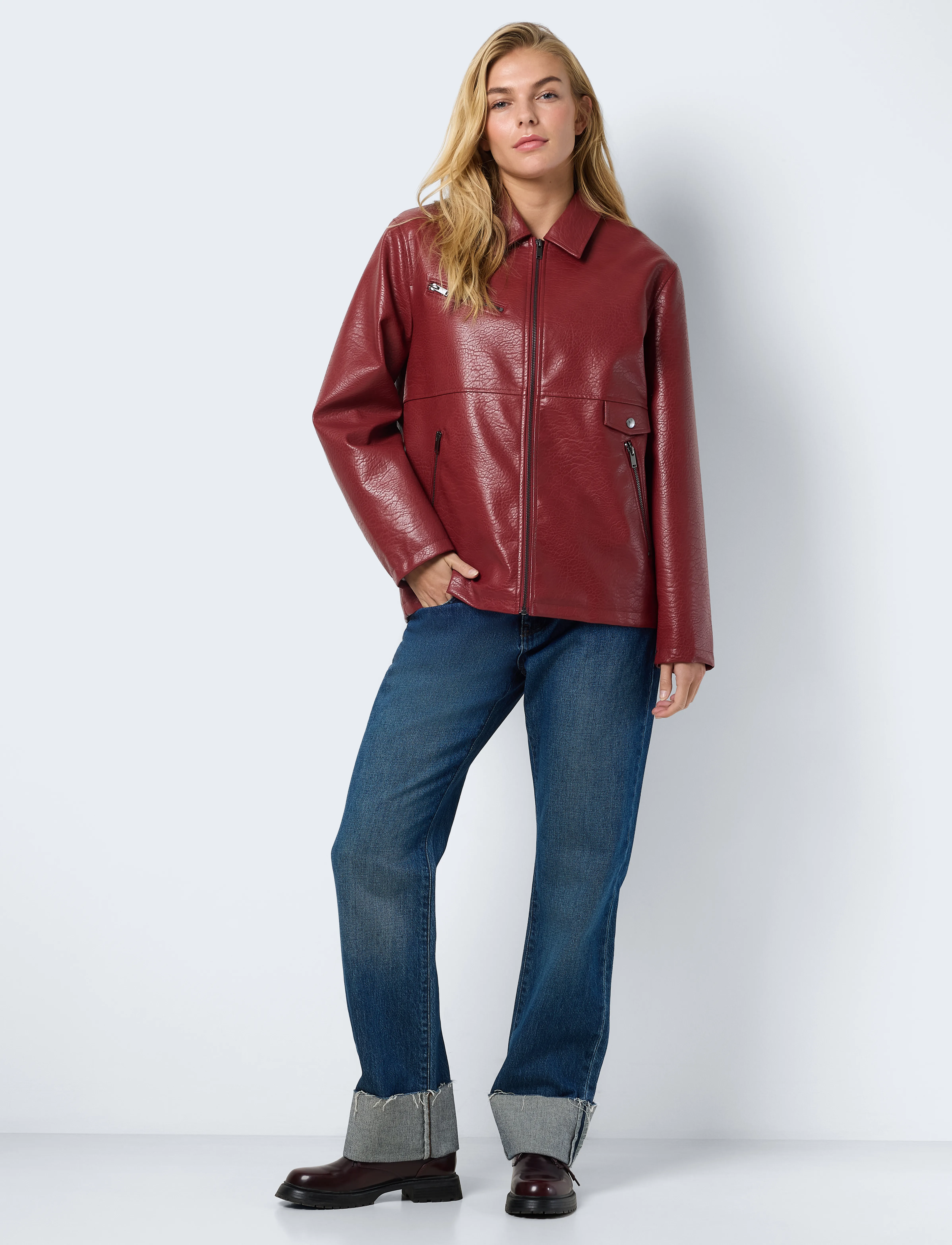 NOISY MAY - NMGWEN PU JACKET - læderjakker - spiced apple - 3