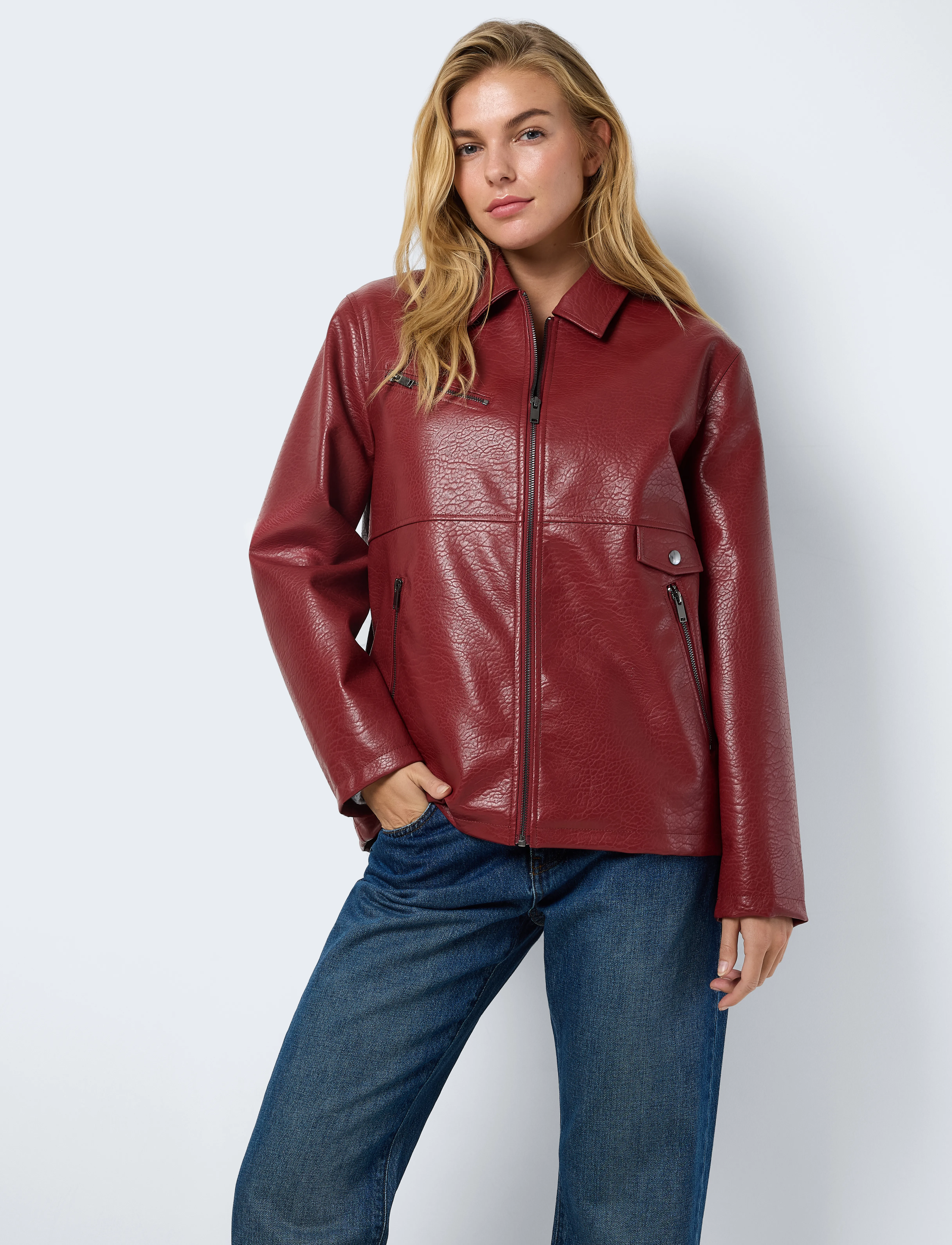 NOISY MAY - NMGWEN PU JACKET - læderjakker - spiced apple - 4