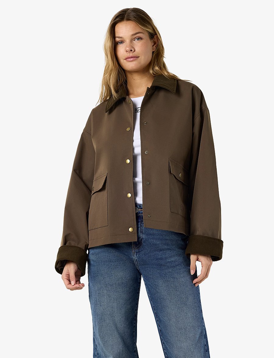 NOISY MAY - NMNORA CORDUROY COLLAR JACKET NOOS - frühlingsjacken - chocolate brown - 0