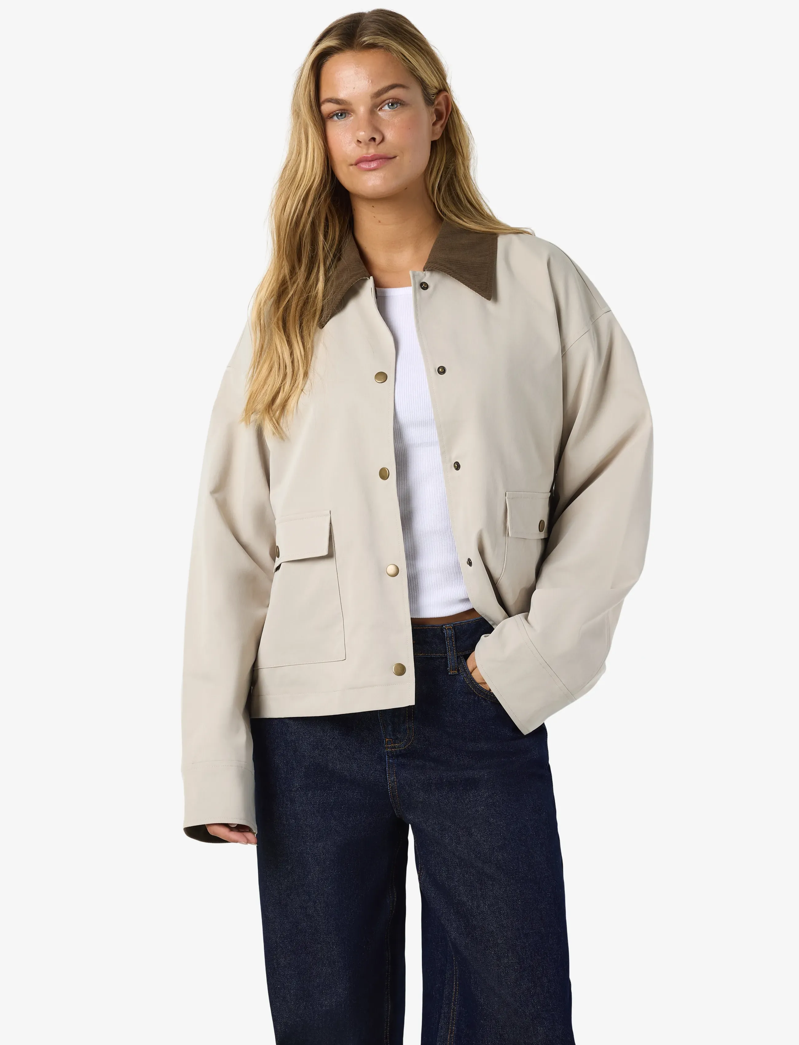 NOISY MAY - NMNORA CORDUROY COLLAR JACKET NOOS - silver lining - 5