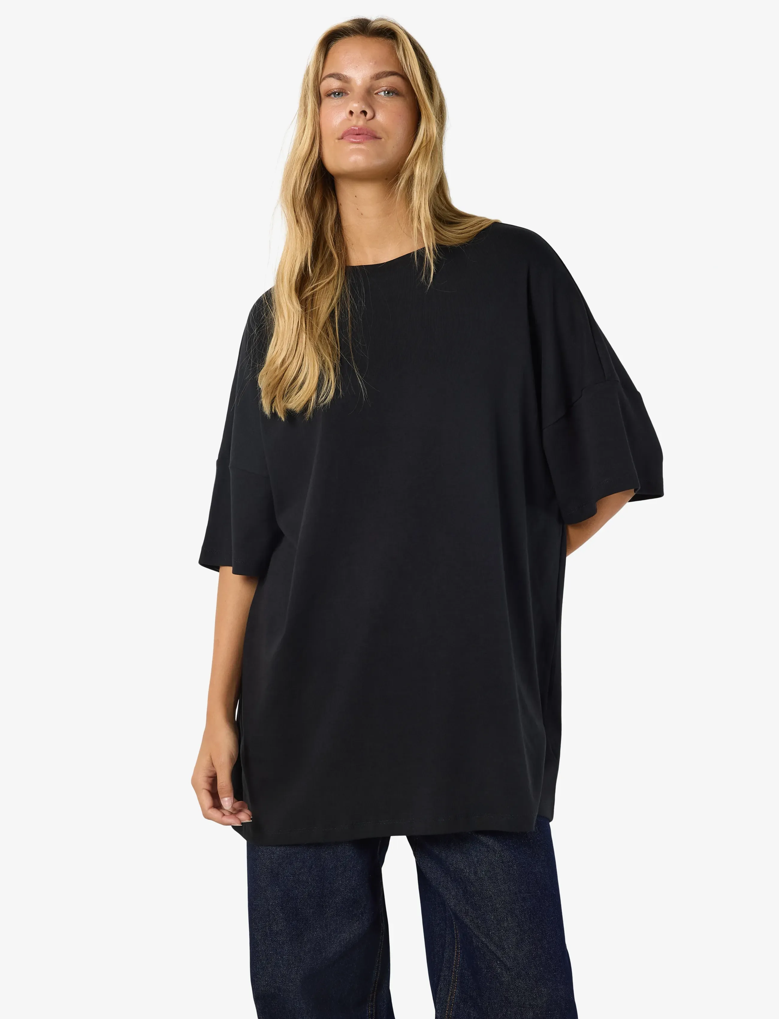 NOISY MAY - NMMOCCA 2/4 BOXY TEE DRESS JRS NOOS - t-shirtkjoler - black - 5