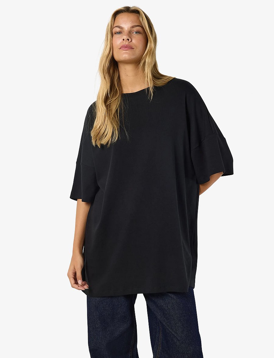 NOISY MAY - NMMOCCA 2/4 BOXY TEE DRESS JRS NOOS - t-särkkleidid - black - 5
