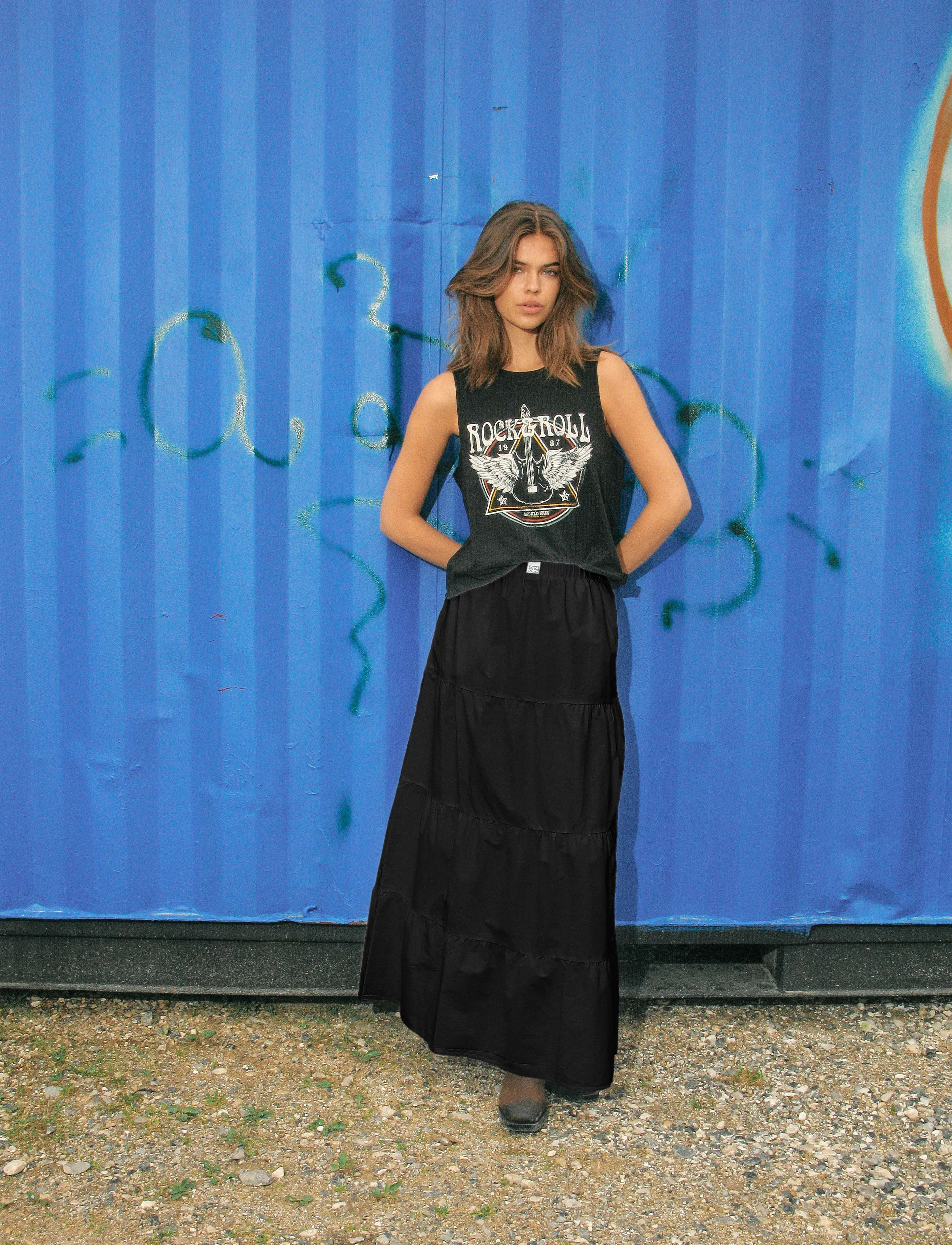 NOISY MAY Nmfreja Popeline Maxi Skirt Wvn, XS, Black, Nederdele > Maxi Nederdele, Dame