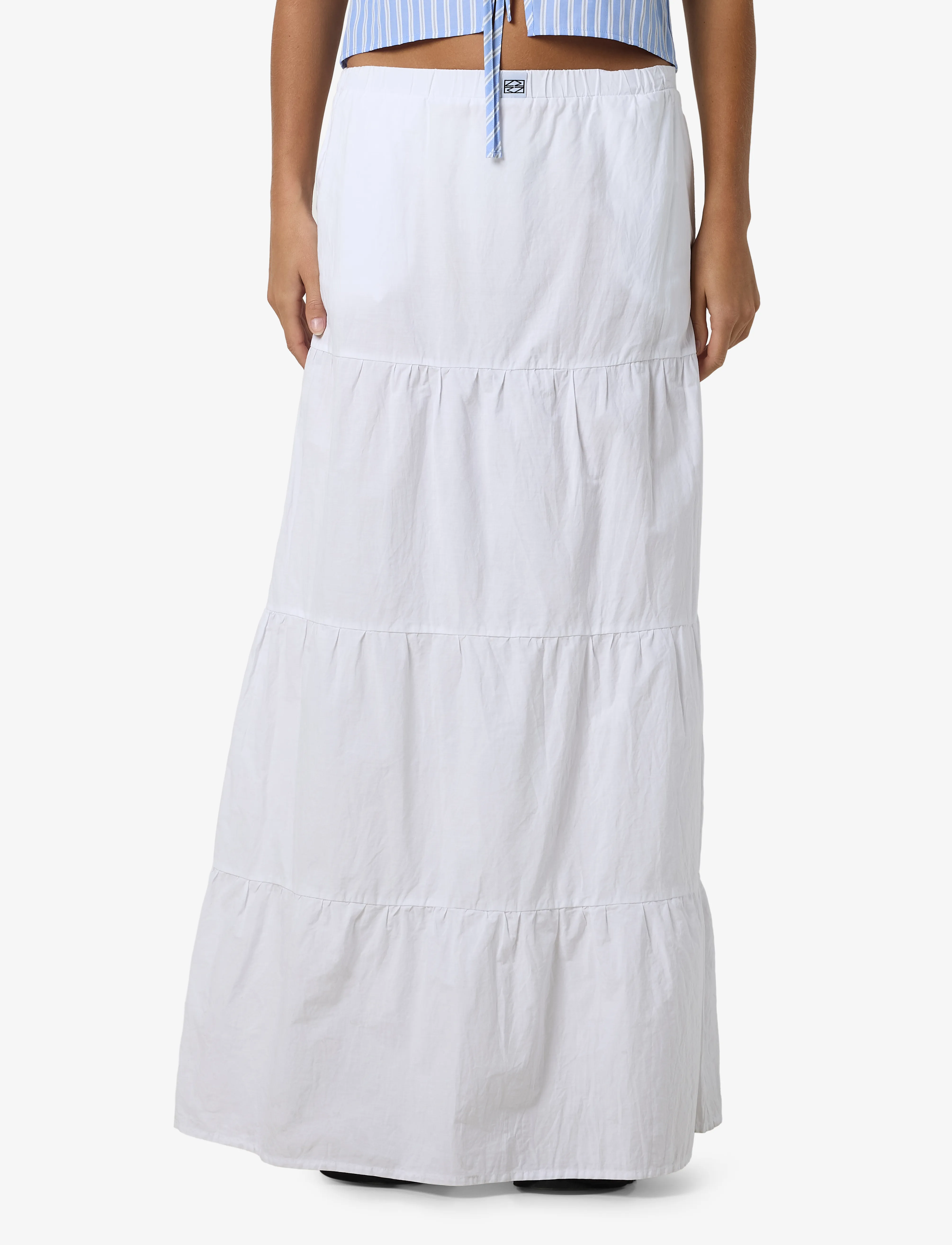 NOISY MAY Nmfreja Popeline Maxi Skirt Wvn, S, White, Nederdele > Maxi Nederdele, Dame