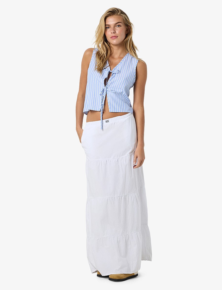 NOISY MAY - NMFREJA POPELINE MAXI SKIRT WVN - maksiseelikud - bright white - 2