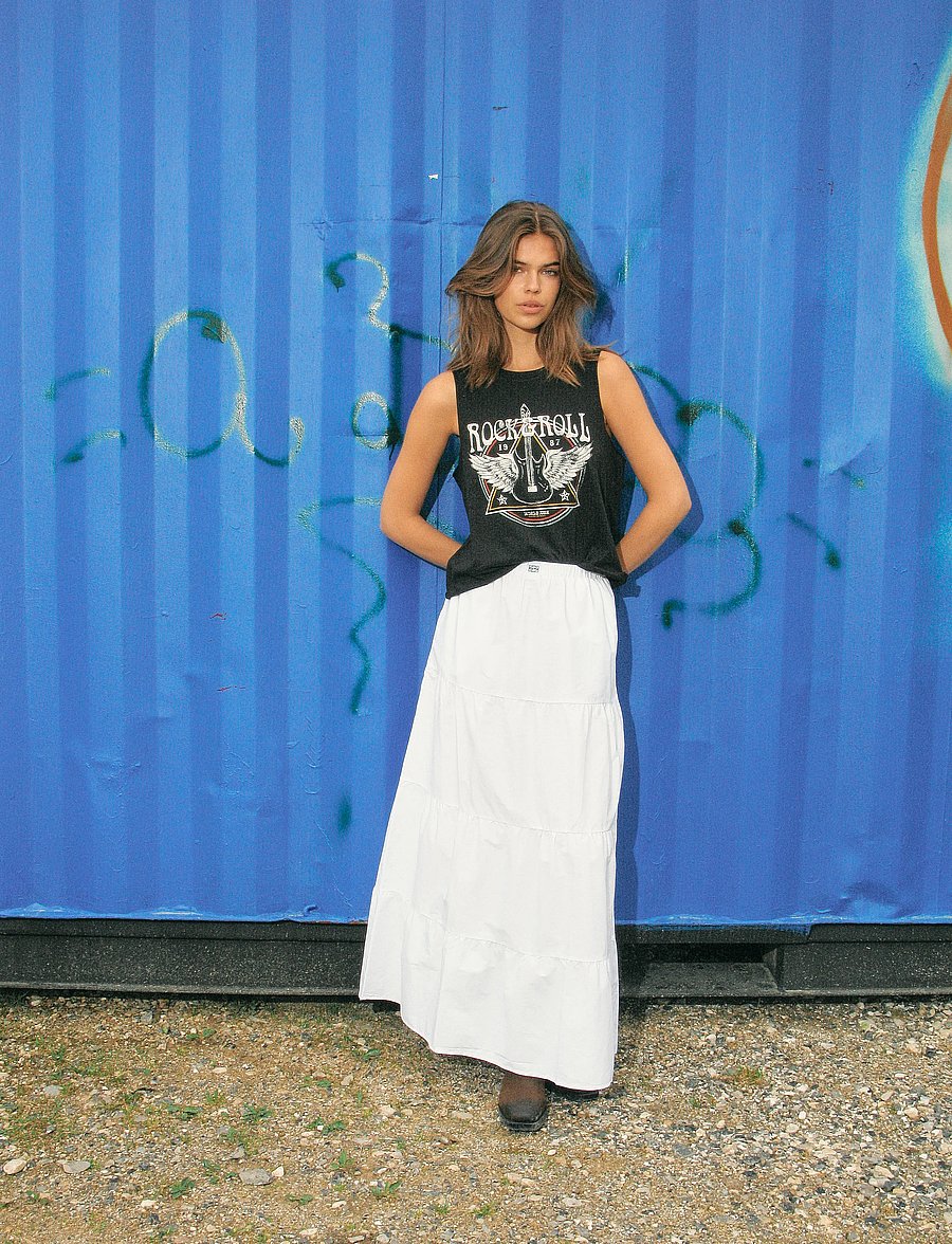 NOISY MAY - NMFREJA POPELINE MAXI SKIRT WVN - maksiseelikud - bright white - 3