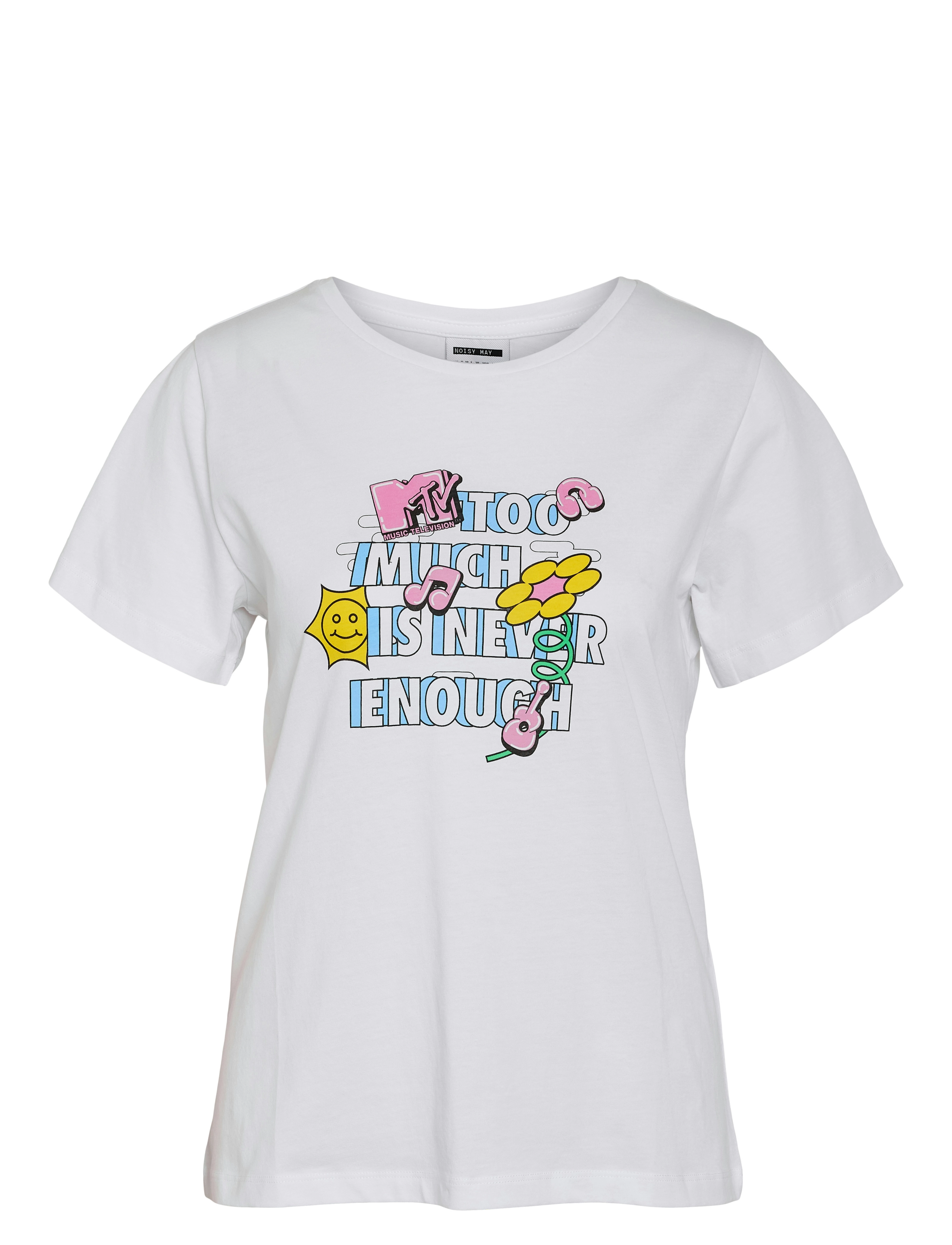 NOISY MAY NMNATE S/S MTV T-SHIRT JRS FWD - Tøj - BRIGHT WHITE / white