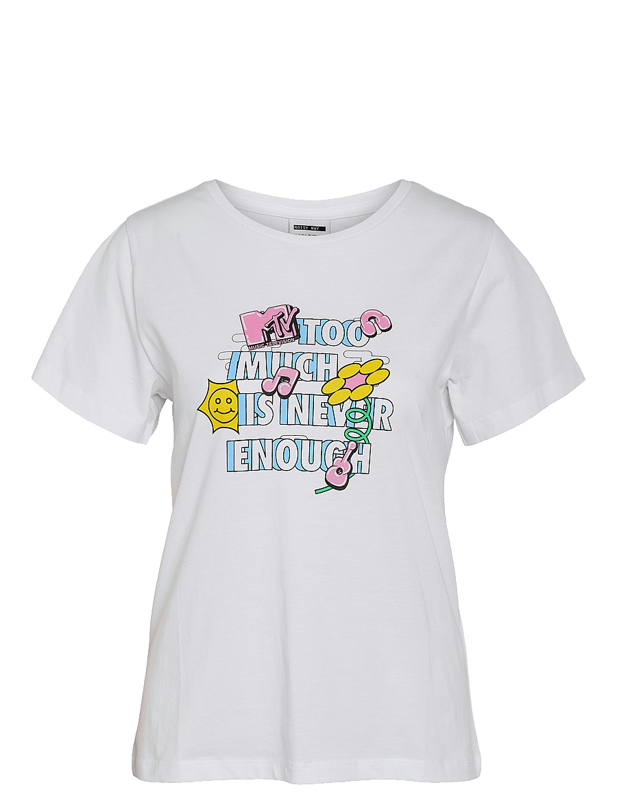 NOISY MAY - NMNATE S/S MTV T-SHIRT JRS FWD - t-shirts - bright white - 0