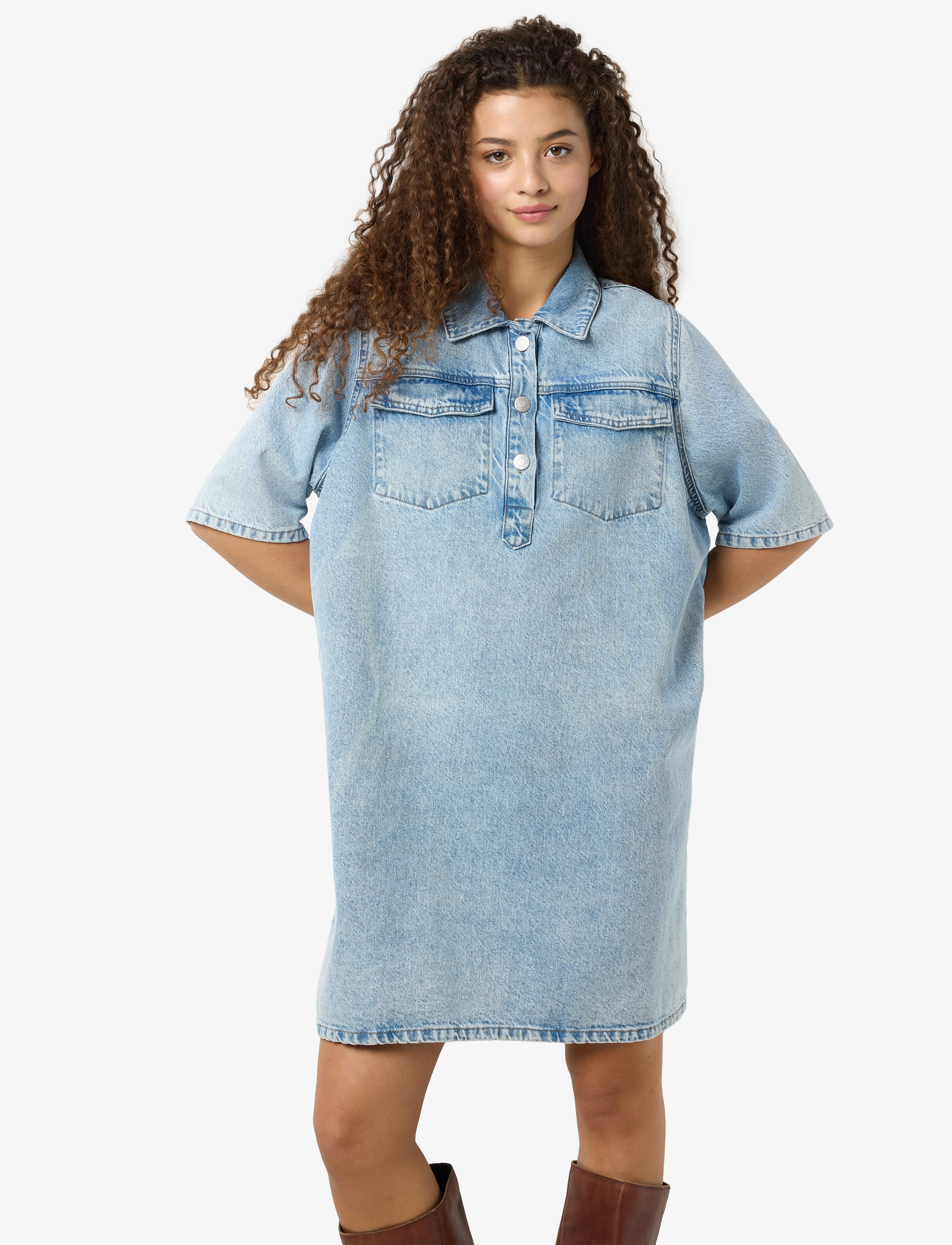 NOISY MAY - NMINDIE S/S SHORT DRESS AZ429LB - light blue denim - 5