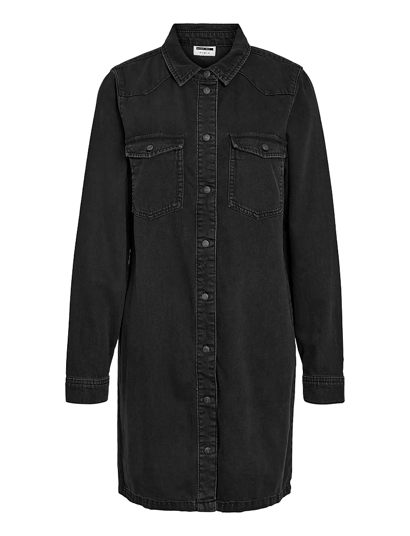 NOISY MAY - NMNEW SIGNE L/S DENIM DRESS VI001BL NOOS - hemdkleider - black denim - 1