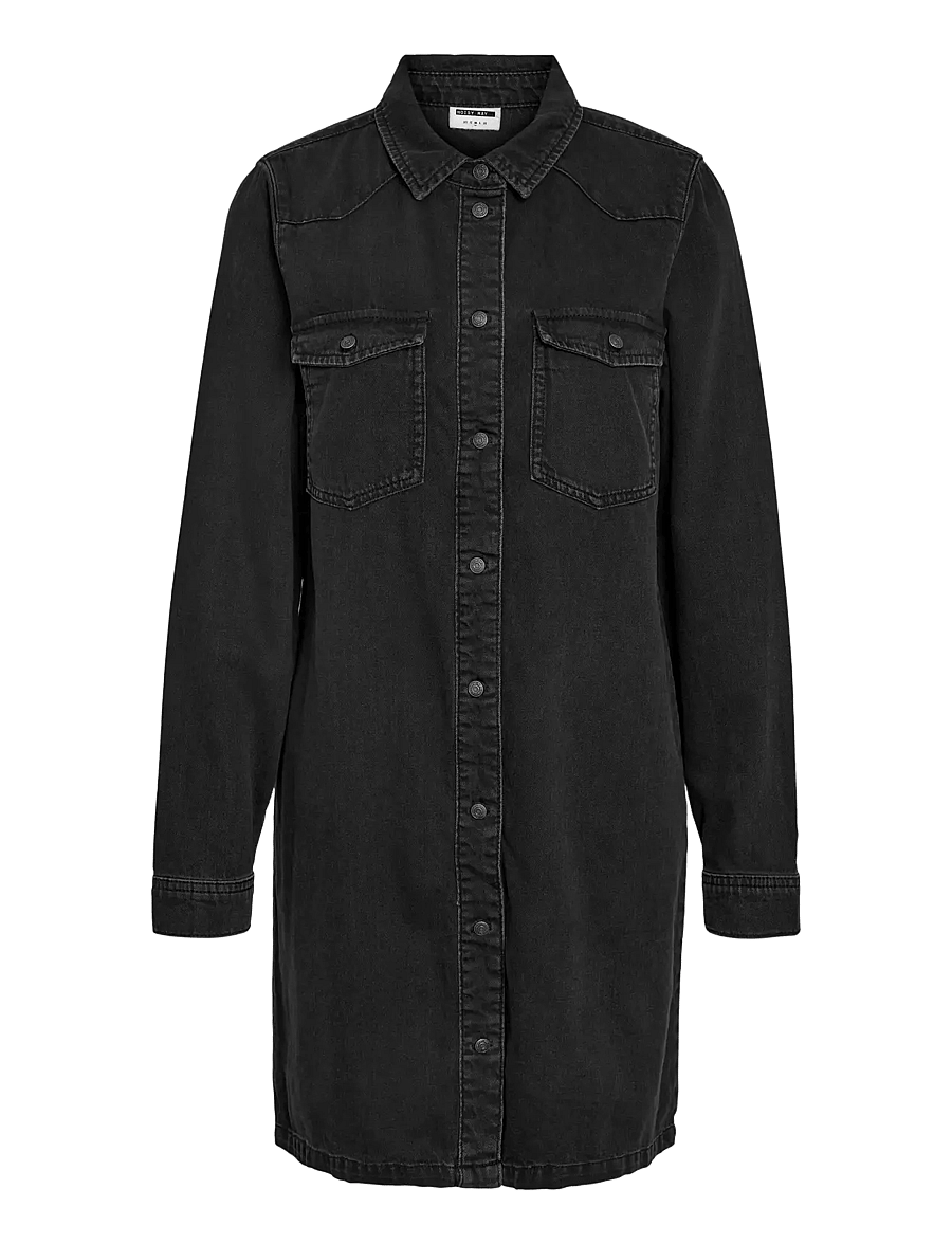 NOISY MAY - NMNEW SIGNE L/S DENIM DRESS VI001BL NOOS - hemdkleider - black denim - 1