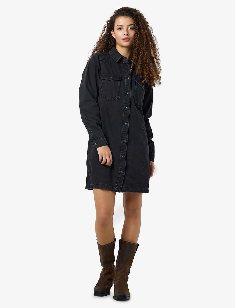 NOISY MAY - NMNEW SIGNE L/S DENIM DRESS VI001BL NOOS - hemdkleider - black denim - 3