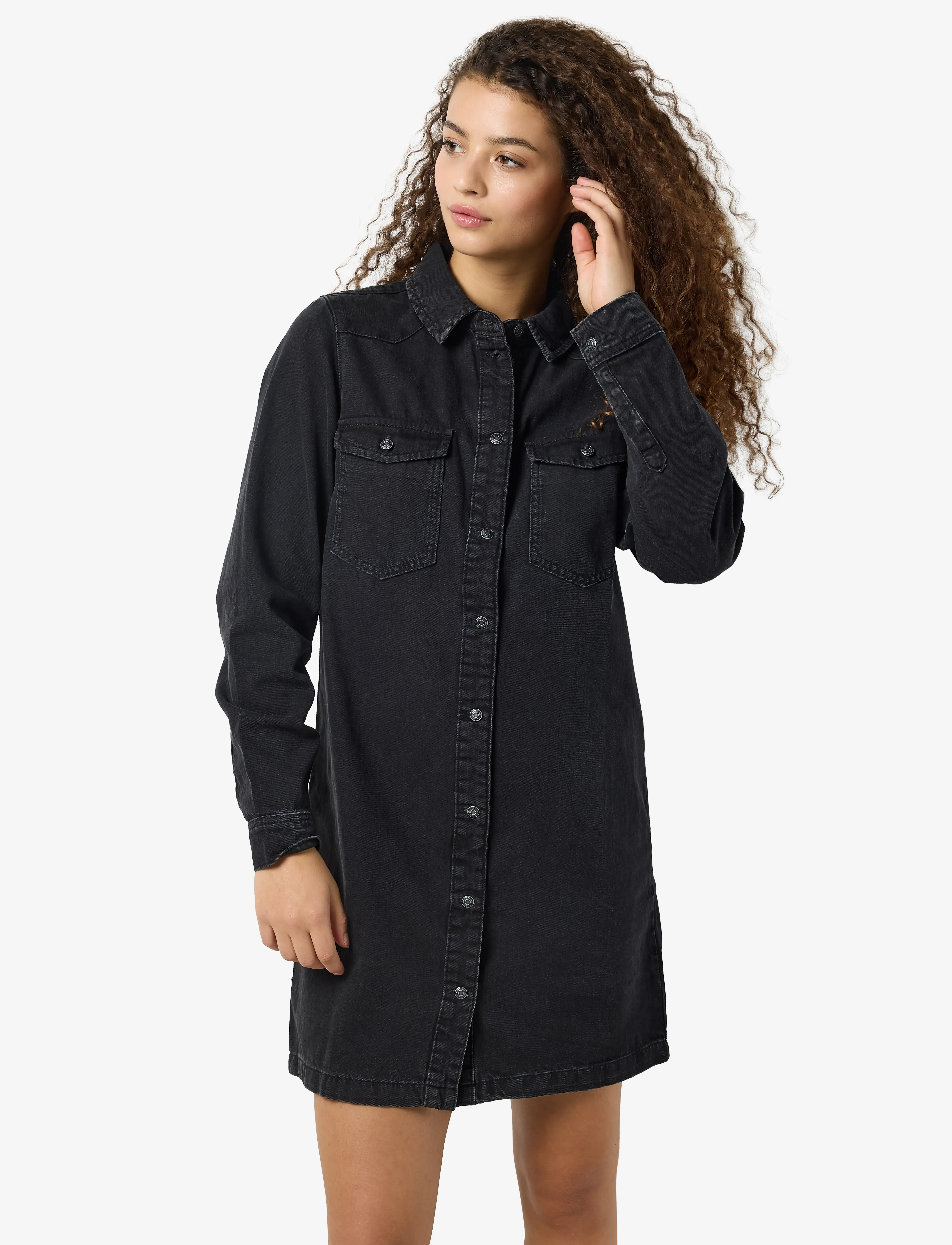 NOISY MAY Nmnew Signe L/S Denim Dress Vi001Bl Noos skjortklänningar dam – bild 3