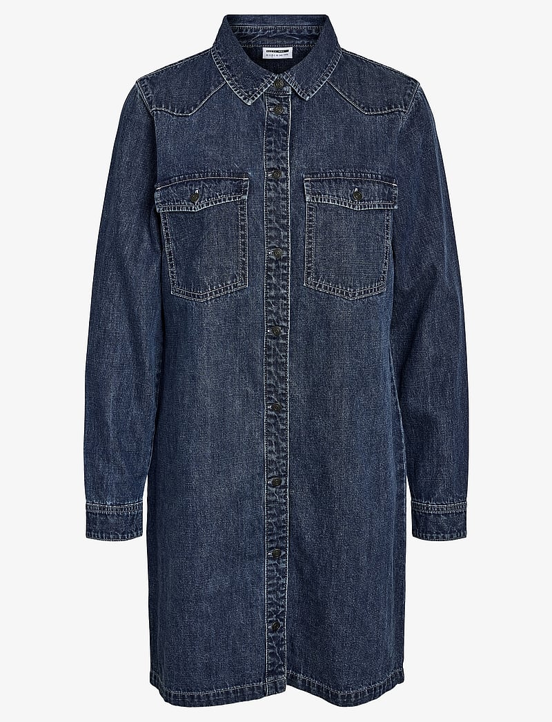 NOISY MAY - NMNEW SIGNE L/S DENIM DRESS VI002MB NOOS - denimkjoler - medium blue denim - 1