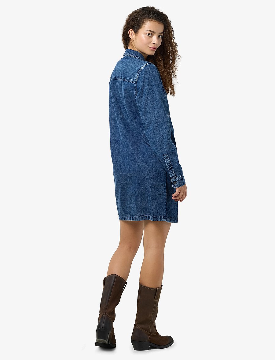 NOISY MAY - NMNEW SIGNE L/S DENIM DRESS VI002MB NOOS - denim dresses - medium blue denim - 0
