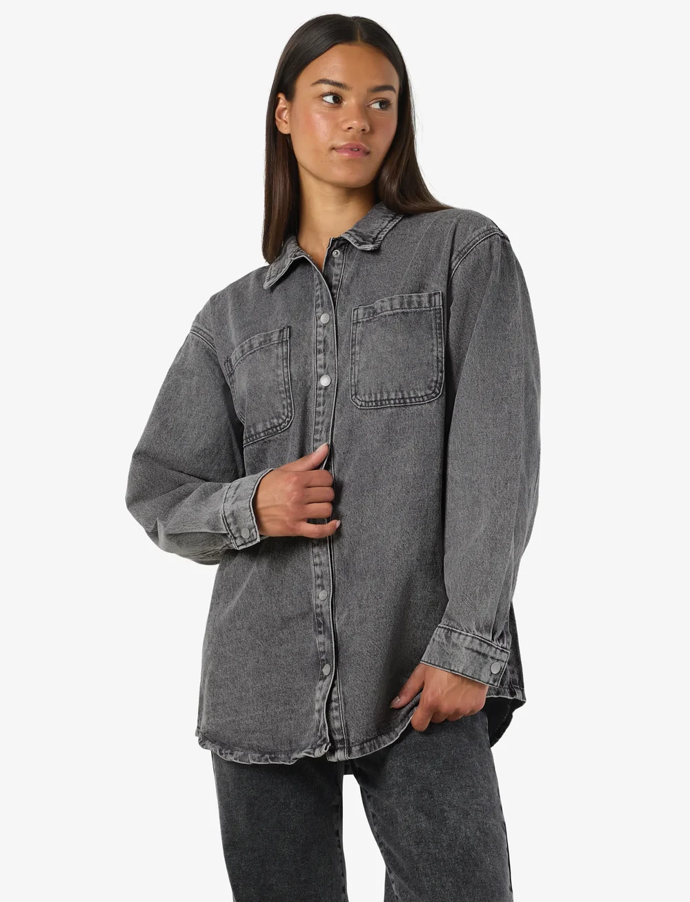 NOISY MAY - NMALVA L/S DNM SHACKET AZ450MG NOOS - denim shirts - medium grey denim - 0