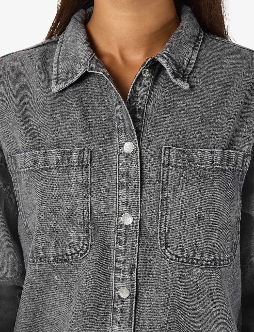 NOISY MAY - NMALVA L/S DNM SHACKET AZ450MG NOOS - denim shirts - medium grey denim - 5