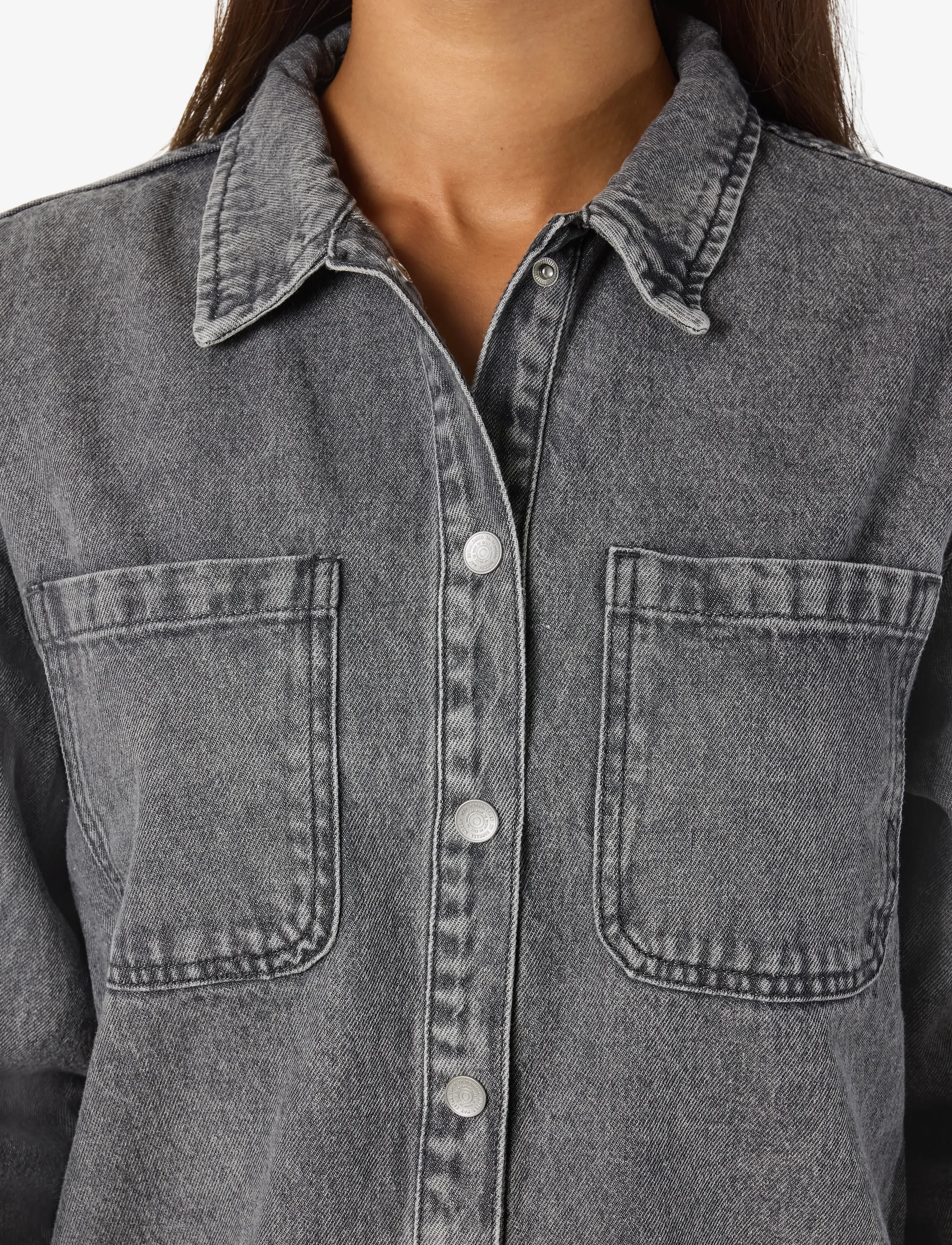 NOISY MAY - NMALVA L/S DNM SHACKET AZ450MG NOOS - farkkupaidat - medium grey denim - 5