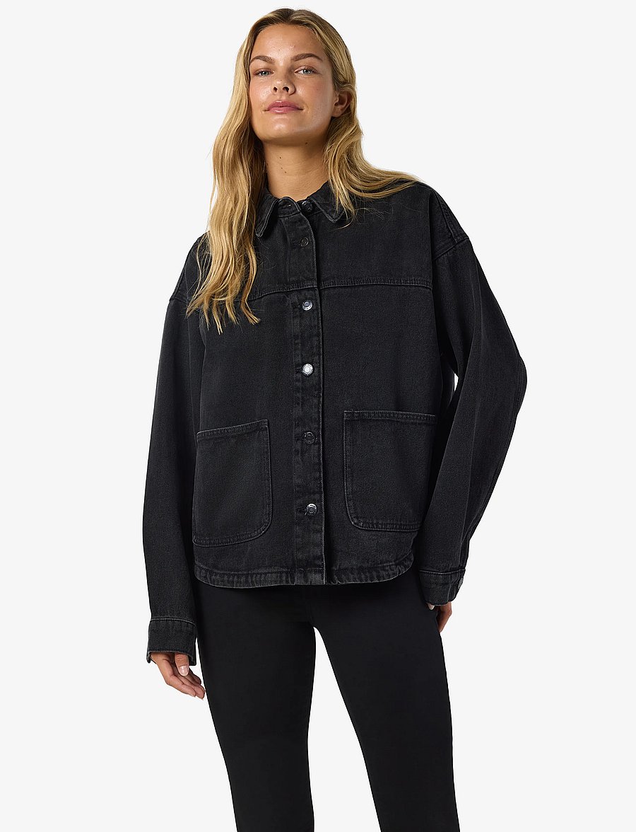 NOISY MAY - NMKETTIE L/S REG DNM JCKET VI559BL NOOS - forårsjakker - black denim - 0