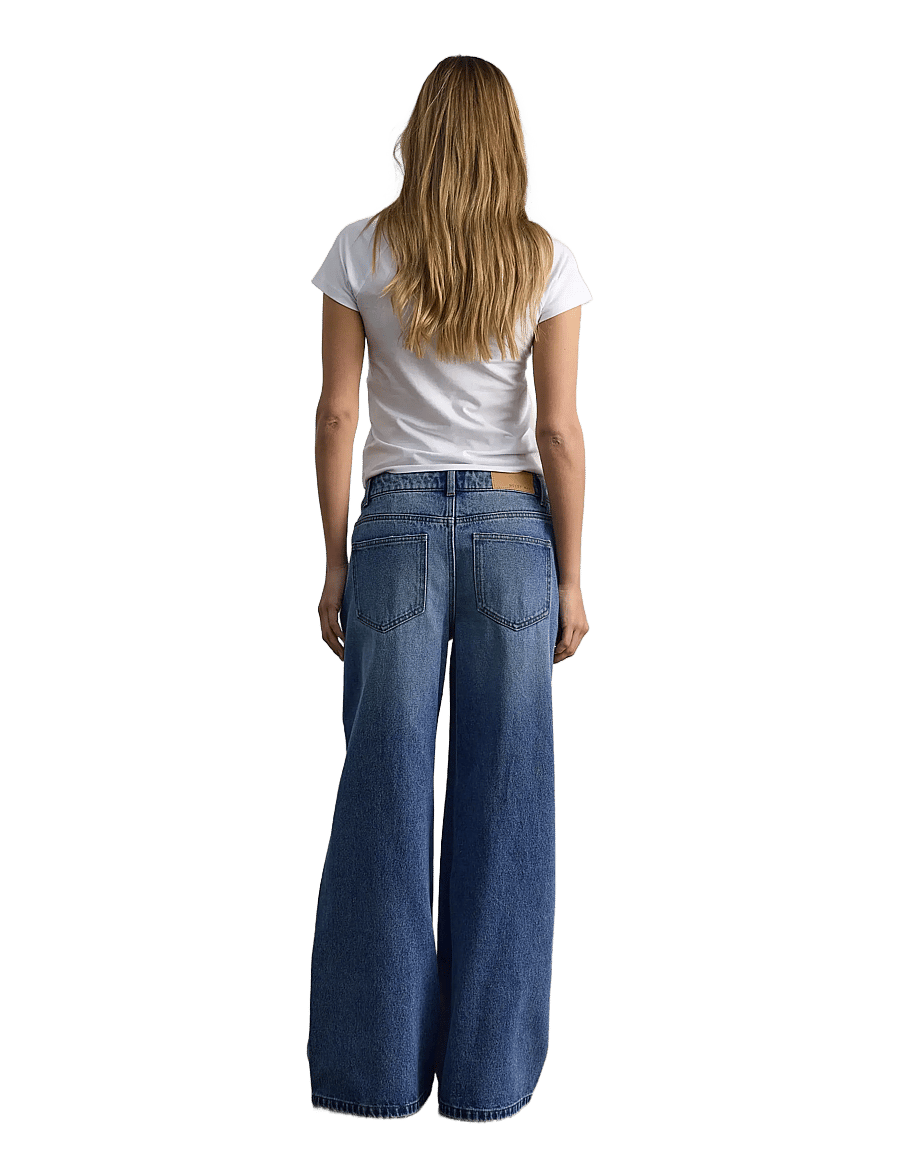 NOISY MAY - NMKETTIE MW WIDE JEANS VI557MB NOOS - hosen mit weitem bein - medium blue denim - 3