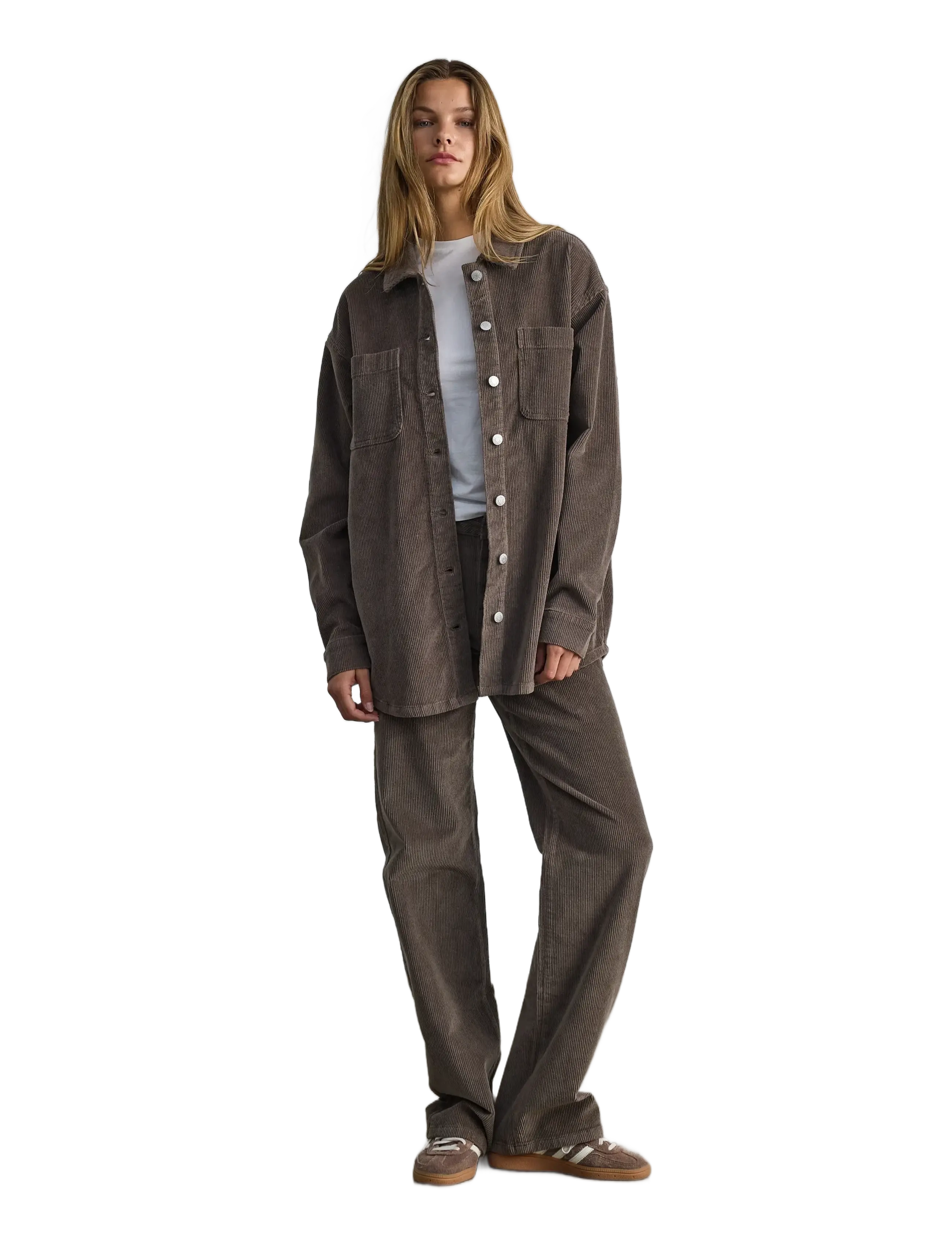 NOISY MAY - NMCORD ALVA L/S SHACKET NOOS - kevadjoped - morel - 3