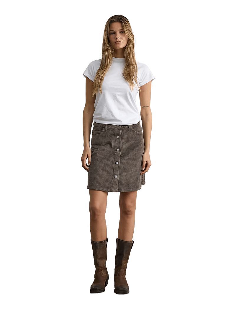 NOISY MAY - NMRONNIE NW A SHAPE SKIRT CORDUROY NOOS - korte rokken - morel - 4