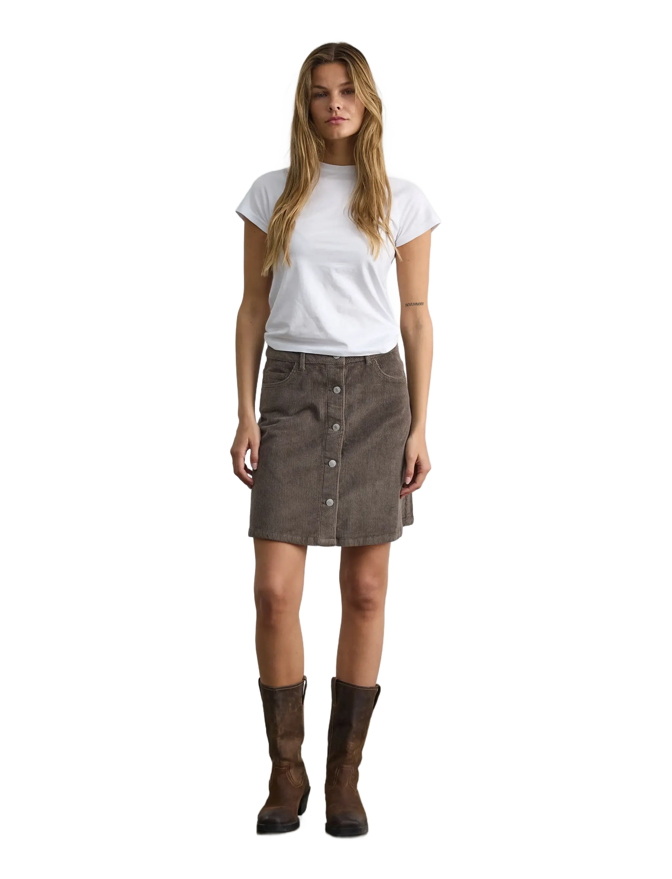 NOISY MAY - NMRONNIE NW A SHAPE SKIRT CORDUROY NOOS - korte rokken - morel - 4