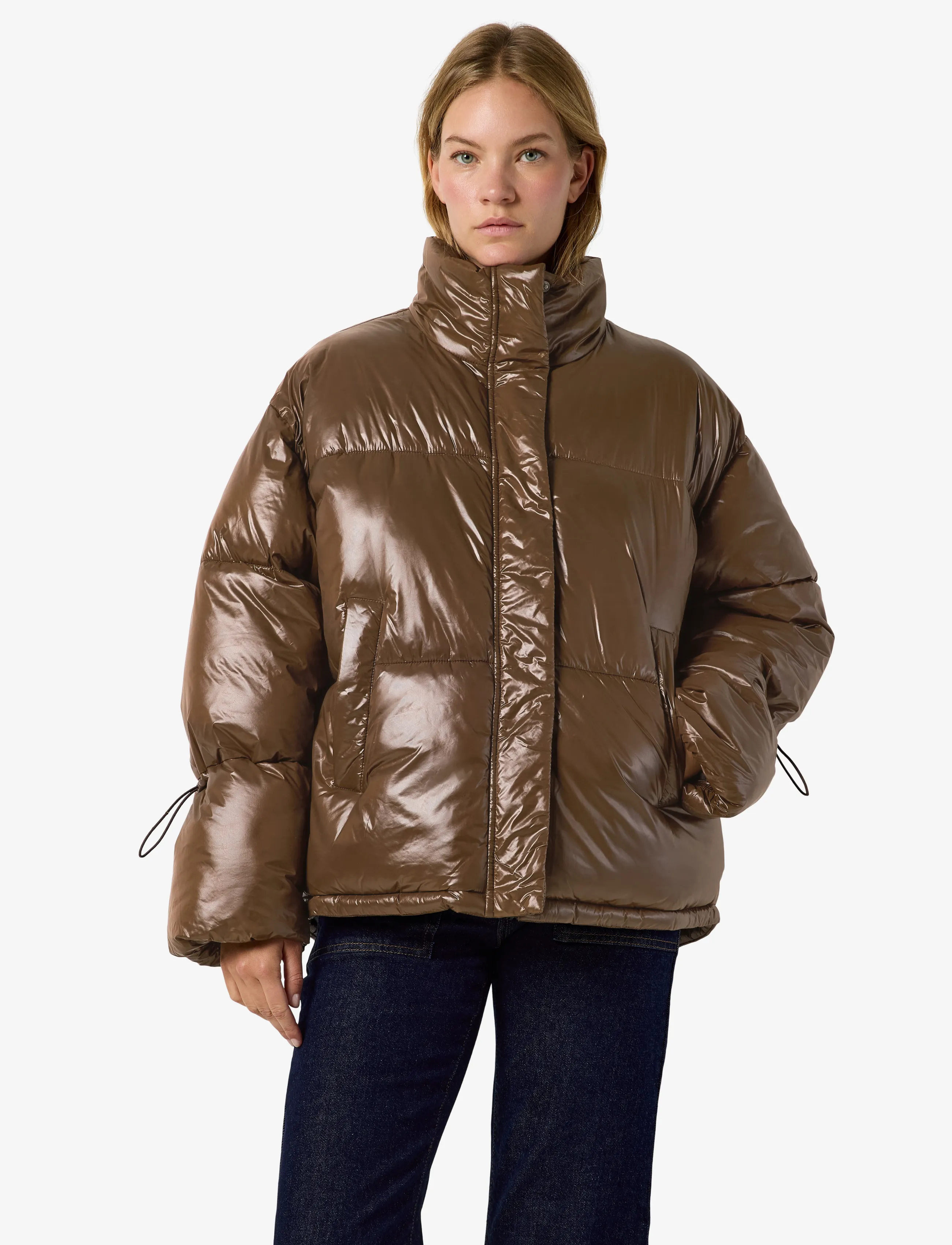NOISY MAY NMALLIE SHINY PUFFER NOOS - NOISY MAY - DEMITASSE / brown