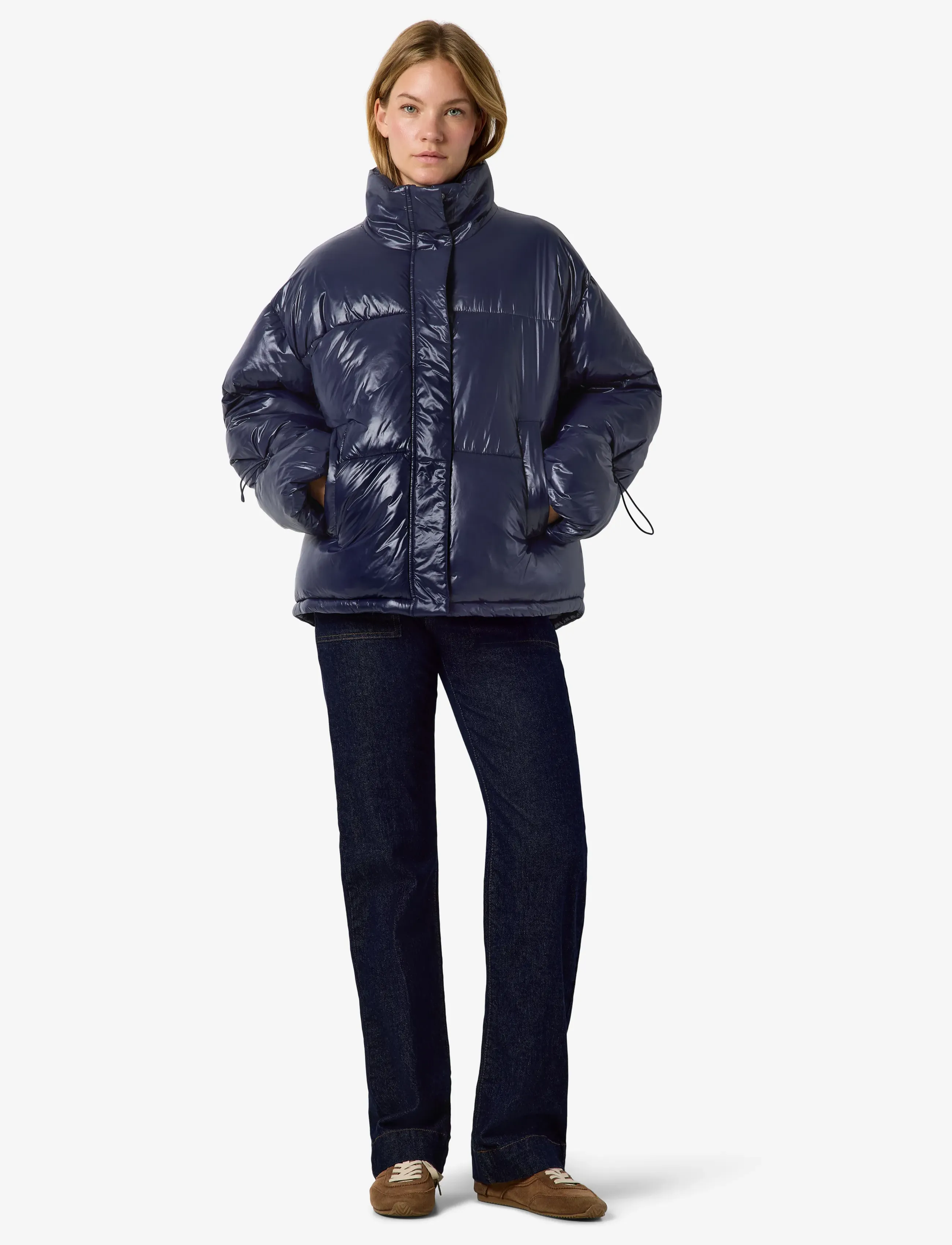 NOISY MAY - NMALLIE SHINY PUFFER NOOS - vinterjakker - navy blazer - 3