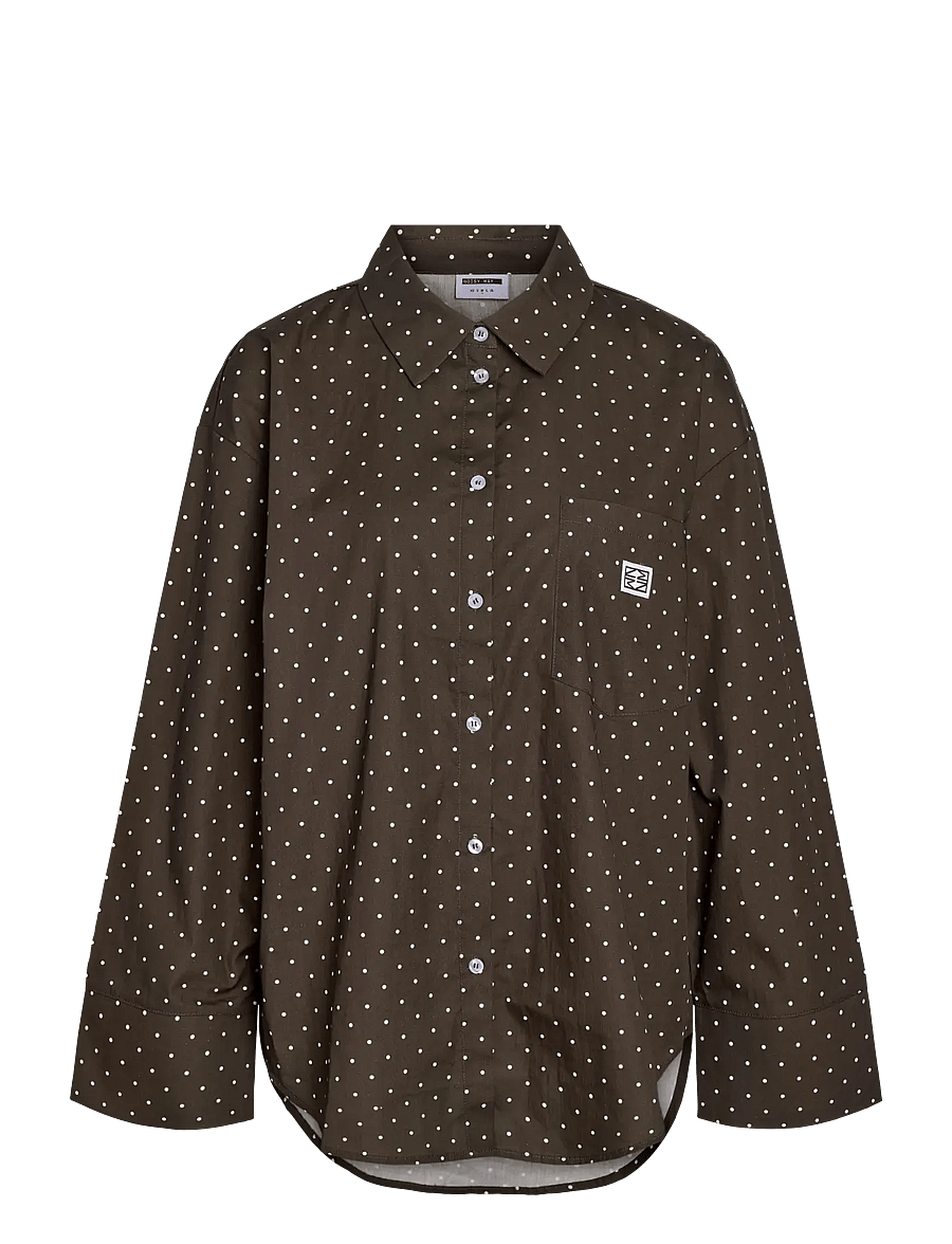 NOISY MAY - NMFRIDA L/S BUTTON SHIRT WVN BOX - long-sleeved shirts - chocolate brown - 1