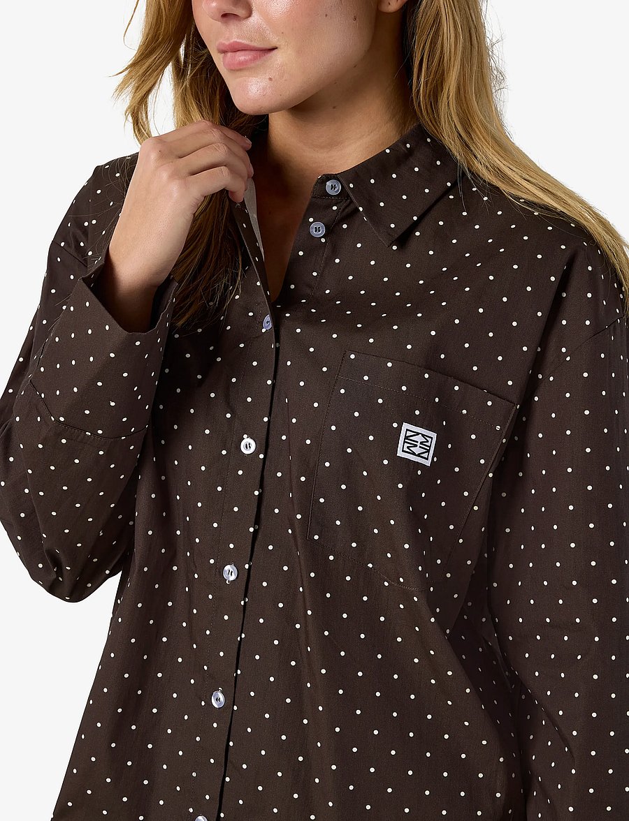 NOISY MAY - NMFRIDA L/S BUTTON SHIRT WVN BOX - long-sleeved shirts - chocolate brown - 5
