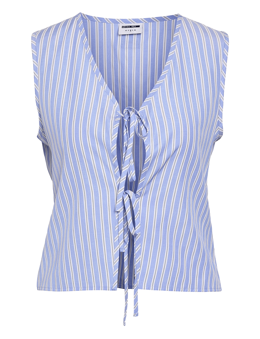 NOISY MAY - NMFRIDA S/L TIE VEST WVN - varrukateta pluusid - sky blue - 1