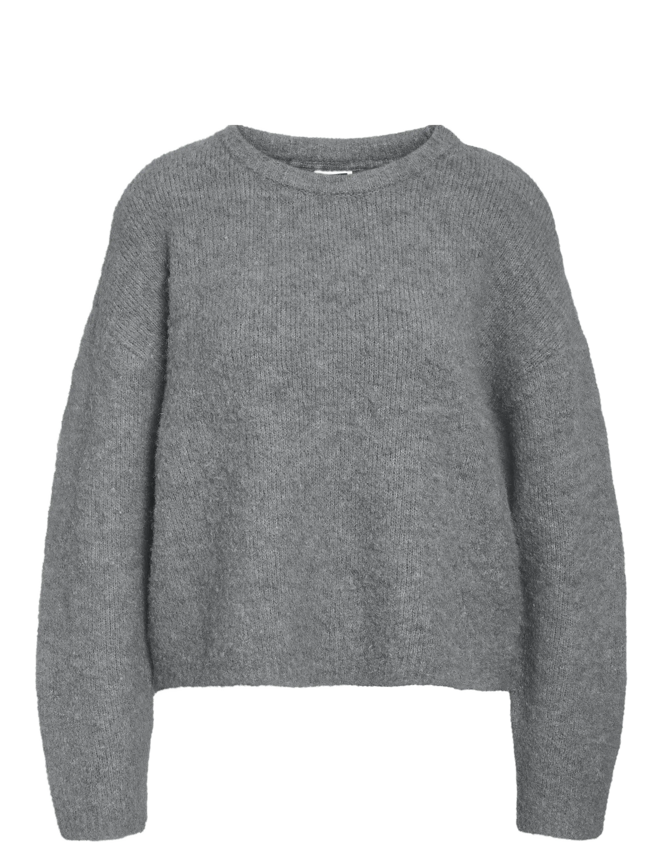 NOISY MAY NMDOLLY L/S O-NECK KNIT FWD NOOS - Tøj - MEDIUM GREY MELANGE / grey